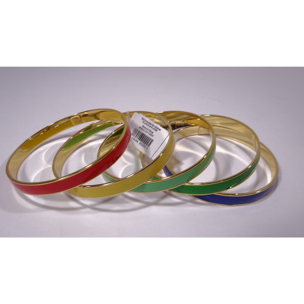 Gap Women's rainbow Enamel Gold Bangle Bracelet Set of 5 NWOT 15ea - Picture 7 of 7